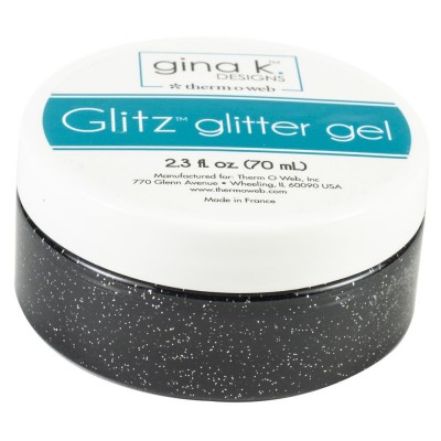 Gina K Designs - Pâte brillante «Glitz Glitter Gel» couleur «Black» 2.3oz