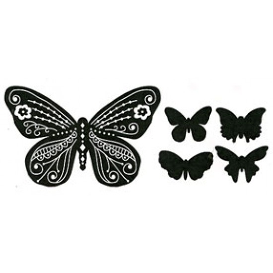LIQUIDATION-Scrap FX - Estampe «Beautiful Butterfly» 5 pcs (Le prix indiqué ci-dessous est déjà réduit à 50%)