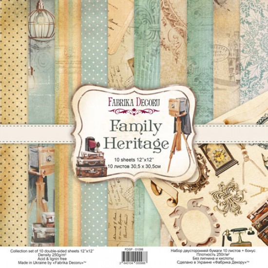 Fabrika Decoru - Ensemble de papier «Family Heritage» 12" 10 feuilles / Pqt 