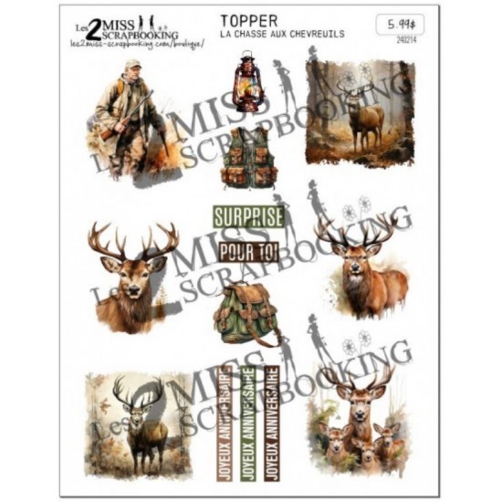 Les 2 Miss scrapbooking - Card Topper «La chasse aux chevreuils»