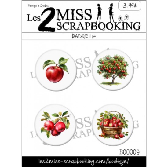 Les 2  Miss scrapbooking - badge «Pomme»