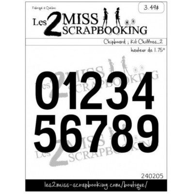  Les 2 Miss scrapbooking - Chipboard «Kit chiffres 2»