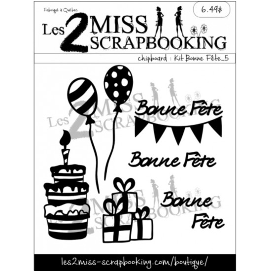 Les 2 Miss scrapbooking - Chipboard «Kit Bonne fête 5»