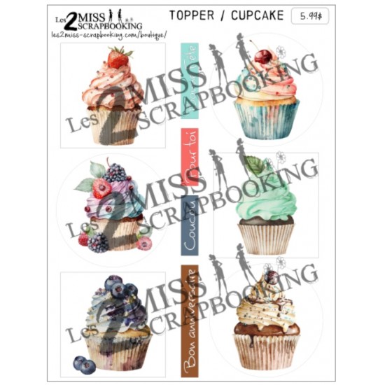 Les 2 Miss scrapbooking - Card Topper «Cupcake»