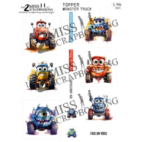 Les 2 Miss scrapbooking - Card Topper «Monster Truck»