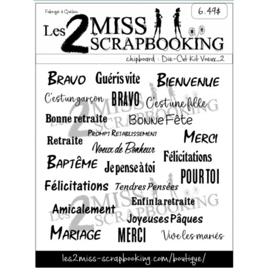 Les 2 Miss scrapbooking - Éphéméra «Kit Voeux 2» fond blanc