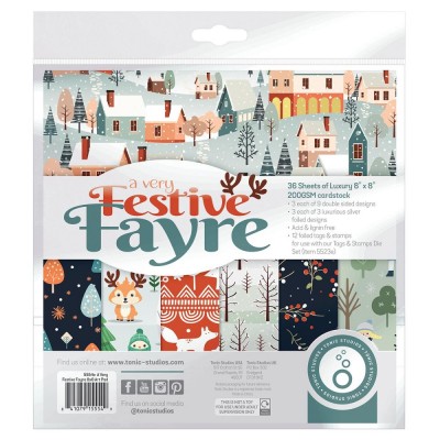 Tonic - bloc de papier collection «A Very Festive Fayre» 8 x 8" 36 feuilles