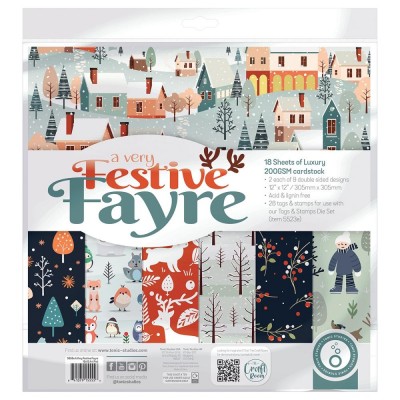 Tonic - bloc de papier collection «A Very Festive Fayre» 12 x 12" 18 feuilles