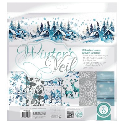 Tonic - bloc de papier collection «Winter Veil» 12 x 12" 18 feuilles