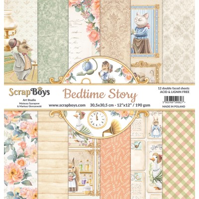 ScrapBoys - Ensemble de papier «Bedtime Story» 12"X12" de 12 feuilles recto-verso
