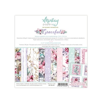Mintay - Papier 6" X 6"  collection «Graceful» 24 pages recto-verso