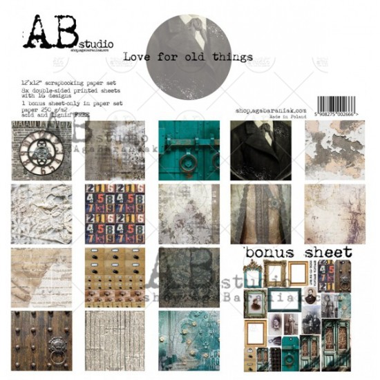  AB Studio - Ensemble de papier «Love for old thigs» 12 "X12" recto-verso 12 feuilles / Pqt 