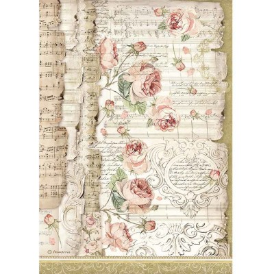 Stamperia - Papier de riz «Princess-Roses and Music»