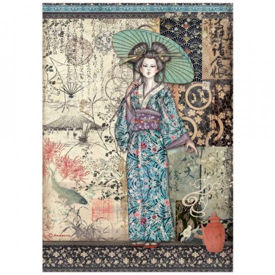 Stamperia - Papier de riz «Sir Vagabond In Japan Lady»