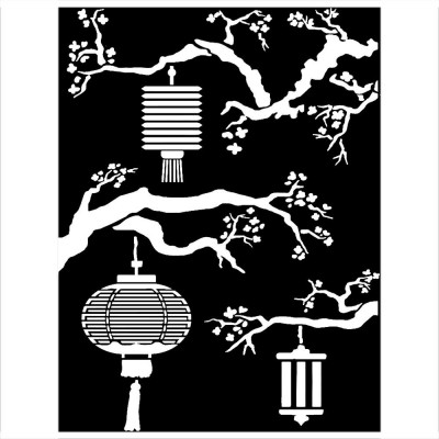 Stamperia - Stencil «Sir Vagabond in Japan Lanterns» 6" X 8"