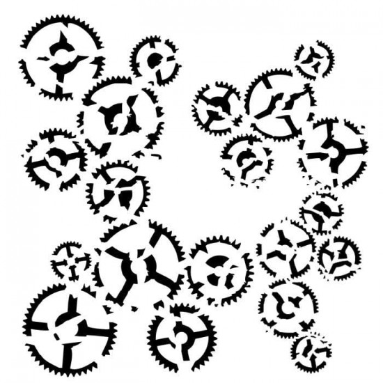 13Arts - Stencil «Dance of gears» 6" X 6"