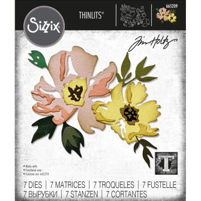 Sizzix - Thinlits Dies de Tim Holtz «Brushstroke Flowers #1» 7 pcs
