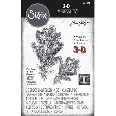 Sizzix Impresslits - Plaques à embosser 3D  et die de Tim Holtz «Oak Leaf» 3" x 4.5"