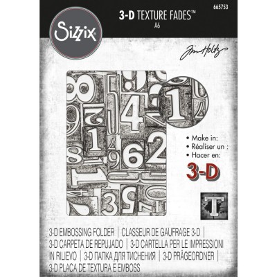 Sizzix - Plaques à embosser 3D de Tim Holtz «Numbered» 4.25" x 6.25"