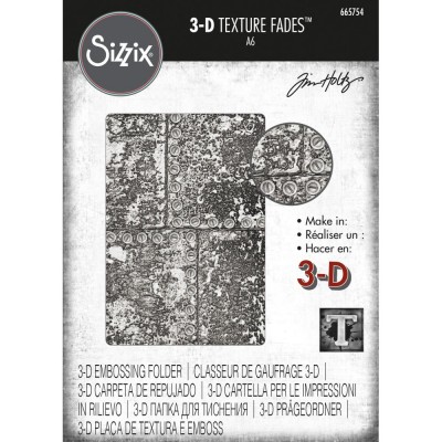 Sizzix - Plaques à embosser 3D de Tim Holtz «Industrious» 4.25" x 6.25"