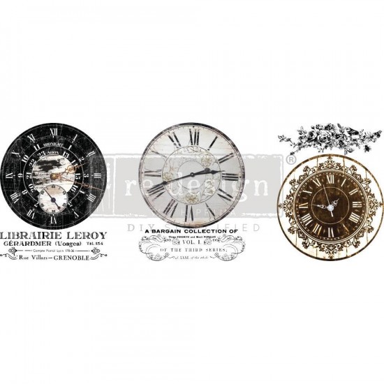 LIQUIDATION- Prima Marketing - Rub-Ons «Middy- Vintage Clocks» ( Le prix indiqué ci-dssous est déja réduit) 