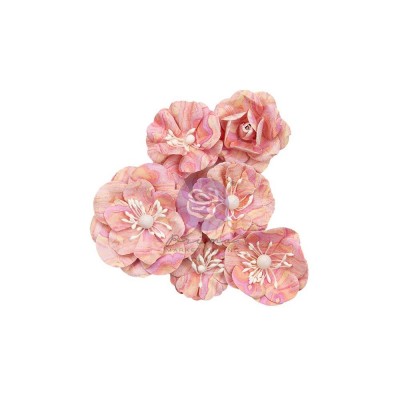 Prima Flowers - Collection Mulberry Paper «Marbled With Love / Strawberry Milkshake» 6 pièces