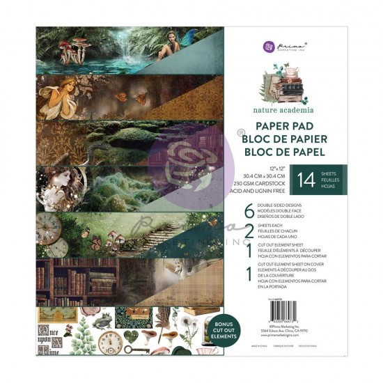 Prima - Ensemble de papier «Nature Academia» 12"X 12" de 14 feuilles recto-verso