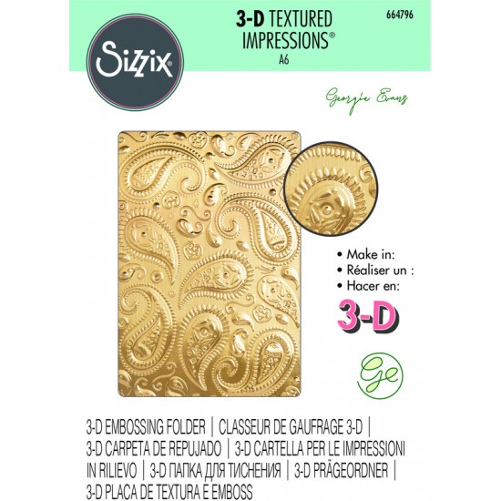 Sizzix - Plaques à embosser 3D  «Paisley» 4" x 6"