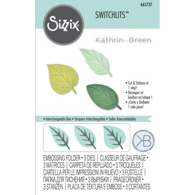 Sizzix Switchlits - Plaques à embosser 3D  et die  «Spring Leaves» 