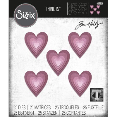 Sizzix - Thinlits Dies de Tim Holtz «Stacked Tiles /Hearts»  25 matrices   