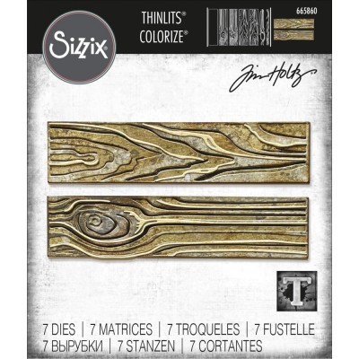 Sizzix - Thinlits Dies de Tim Holtz «Woodgrain Colorize» 7 pcs