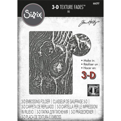 Sizzix - Plaques à embosser 3D de Tim Holtz «Woodgrain»