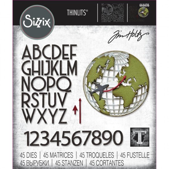  Sizzix - Thinlits Dies de Tim Holtz «Vault World Travel» 45 pcs