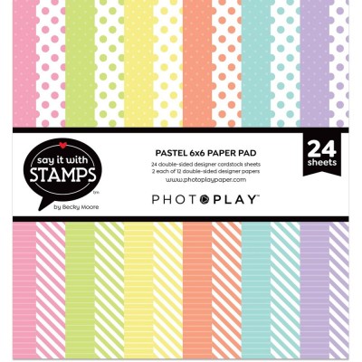 Say it with Stamp - Bloc de  papier «Pastel dots and stripes»  6" X 6"   24 feuilles
