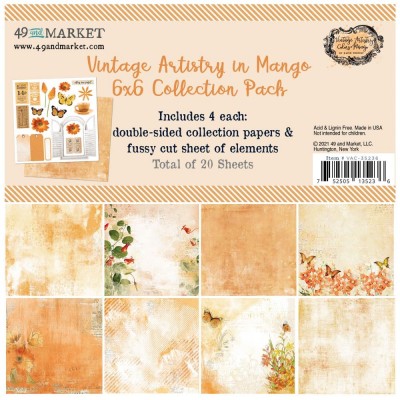 49& Market - bloc de papier collection «Vintage Artistry Mango» 6 X 6" 16 feuilles