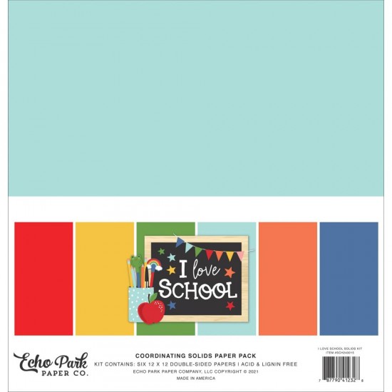 Echo Park - ensemble de papier «I Love School» 12" X 12" 6 feuilles