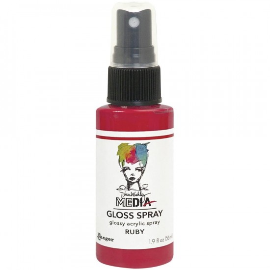 Dina Wakley -  «Acrylic Gloss Sprays» couleur «Ruby» 2 oz