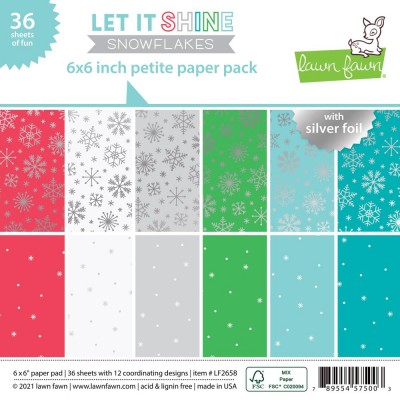 Lawn Fawn - Collection de papiers «Let It Shine Snowflakes» 6"X6" 36 feuilles