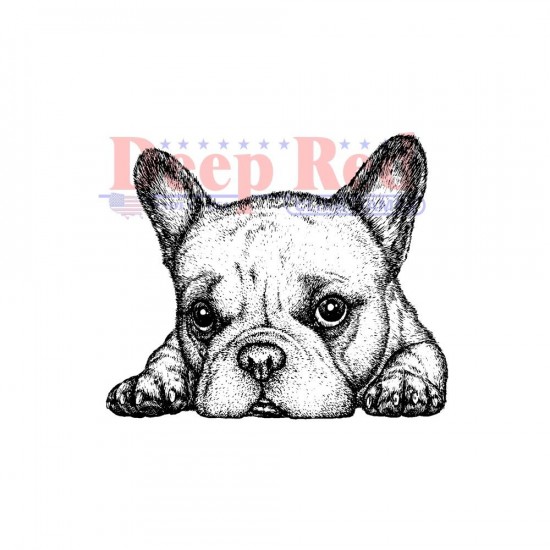 LIQUIDATION-Deep Red - Estampe «French Bulldog»  2.1" X 1.75" (Le prix indiqué ci-dessous est déjà réduit à 50% de rabais)