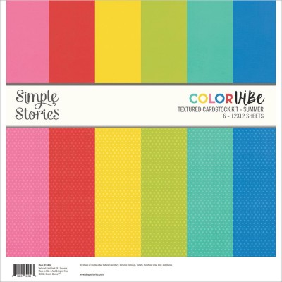 Simple Stories - Ensemble de papier «Color Vibe Summer» 12 "X12" recto-verso 6 feuilles / Pqt 