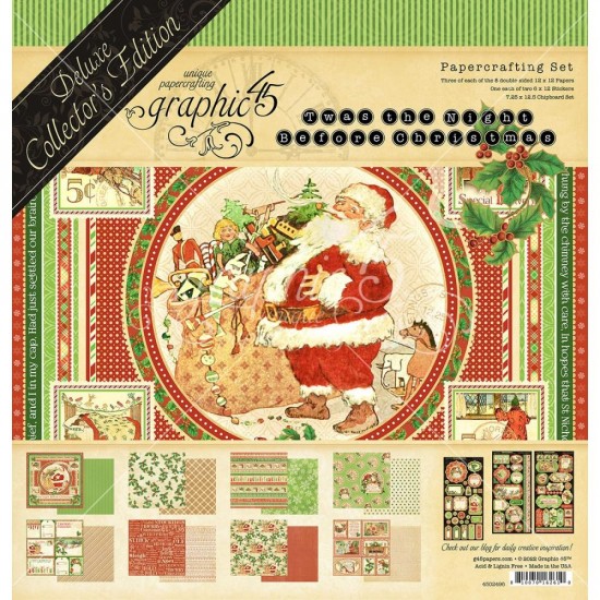 Graphic 45 - «Twas The Night Before Christmas» Ensemble deluxe 12" X 12"  24 feuilles