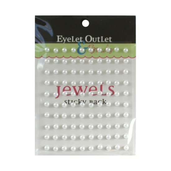 Eyelet outlet - «Adhesive Jewels» 5 mm couleur «White» 100/ emballage
