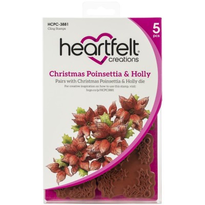 Heartfelt Creations  - Estampes «Poinsettia & Holly » 5 pièces (GROSSES FLEURS)
