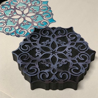 ArtFoamies - Estampes en mousse  «Fleur de Lis Hexagons»  2pcs