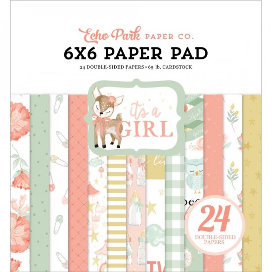 Echo Park - Bloc de  papier double face «It's a Girl»  6" X 6"   24 feuilles