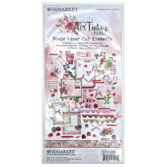 49 & Market - Éphéméras de la collection  «Art Options Rouge Essentiel-Elements » 97 pièces