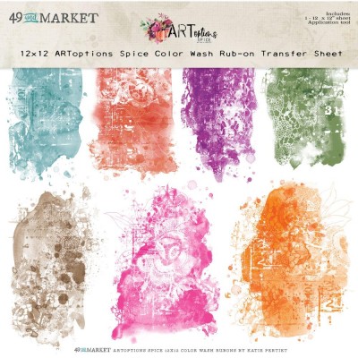 49 & Market - Rub-Ons de la collection Art Options «Spice/Color Wash» 12 x 12