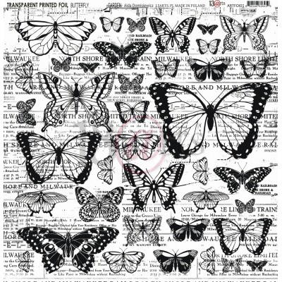 13 Arts - Feuille transparente «Butterfly Garden» 12" X 12" style acétate