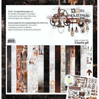 13 Arts - Bloc de papier «Industrial  Zone»  6 feuilles recto  12" X 12" 