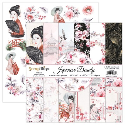 ScrapBoys - Ensemble de papier «Japanese Beauty» 12"X12" de 12 feuilles recto-verso
